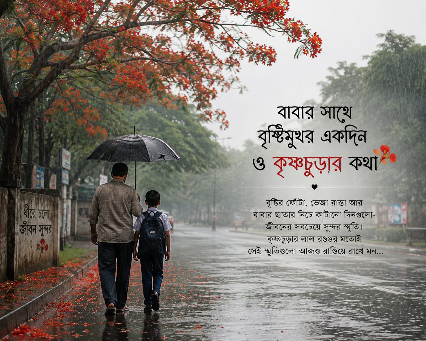 বাবার সাথে বৃষ্টিমুখর একদিন ও কৃষ্ণচূড়ার কথা